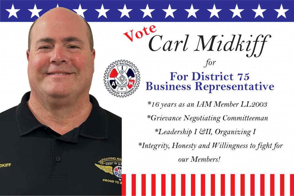 Carl Midkiff Business Rep Candidate Card.

 